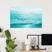 Blue Beach Sign Our Guest Book Table Poster (Heimbüro)