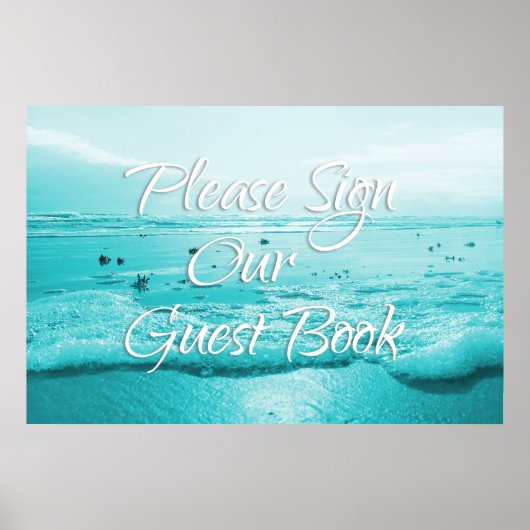 Blue Beach Sign Our Guest Book Table Poster (Vorne)