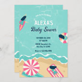 Blue Beach Sommer Party Surfen Babydusche Einladung (Vorne/Hinten)