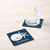 Blue Beach Starfish Sand Dollar Custom Rechteckiger Pappuntersetzer (Vor Ort)