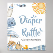 Blue Beach Summer Baby Duschdusche Windelwanne Poster (Vorne)