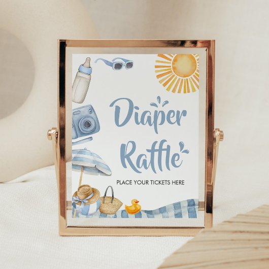 Blue Beach Summer Baby Duschdusche Windelwanne Poster