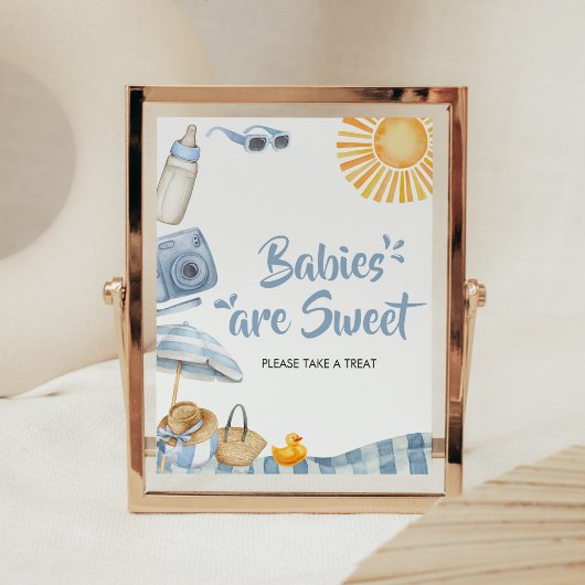 Blue Beach Summer Baby Dusche Babys sind süß Poster
