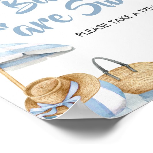Blue Beach Summer Baby Dusche Babys sind süß Poster (Ecke)