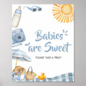 Blue Beach Summer Baby Dusche Babys sind süß Poster (Vorne)