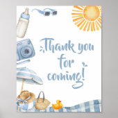 Blue Beach Summer Baby Dusche Danke Karte Poster (Vorne)