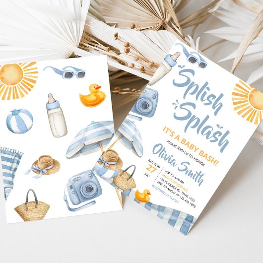 Blue Beach Summer Baby Dusche Einladung