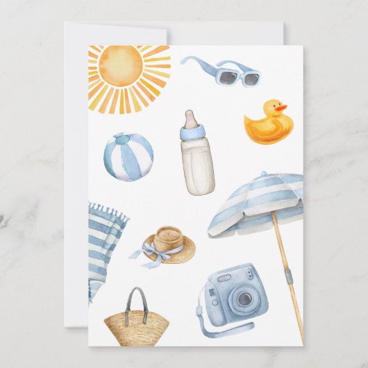 Blue Beach Summer Baby Dusche Einladung (Rückseite)