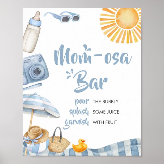 Blue Beach Summer Baby Dusche Mama Osa Bar Poster (Vorne)