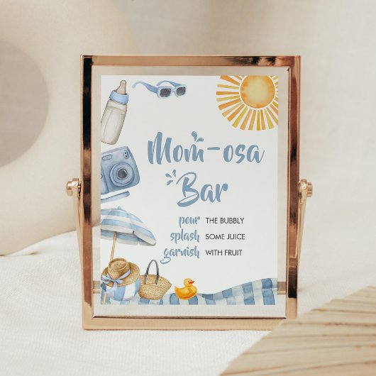 Blue Beach Summer Baby Dusche Mama Osa Bar Poster