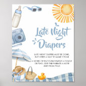 Blue Beach Summer Baby Dusche Spate Night Diapers Poster (Vorne)