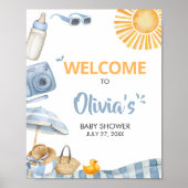 Blue Beach Summer Baby Dusche Willkommen Poster (Vorne)