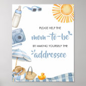 Blue Beach Summer Baby Shower Envelope Poster (Vorne)