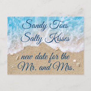 Blue Beach Waves ändern das Datum Ankündigungspostkarte