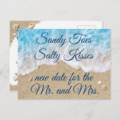 Blue Beach Waves ändern das Datum Ankündigungspostkarte (Vorne/Hinten)