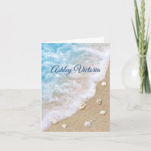 Blue Beach Waves Bat Mitzvah Dankeschön Karte