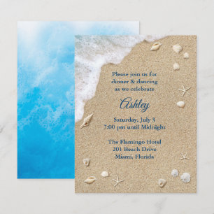 Blue Beach Waves Bat Mitzvah Empfang Einladung