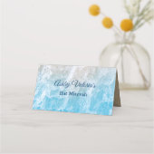 Blue Beach Waves Bat Mitzvah Folded Platzkarte (Rückseite)
