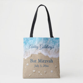 Blue Beach Waves Bat Mitzvah Tote Bag Tasche