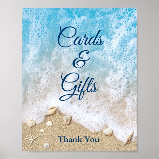 Blue Beach Waves Karten und Geschenkposter Poster (Vorne)