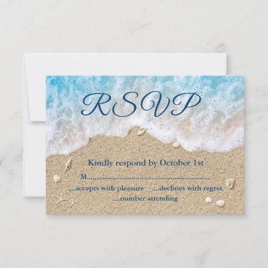 Blue Beach Waves Mrs. & Mrs. UAWG RSVP Karte (Vorderseite)
