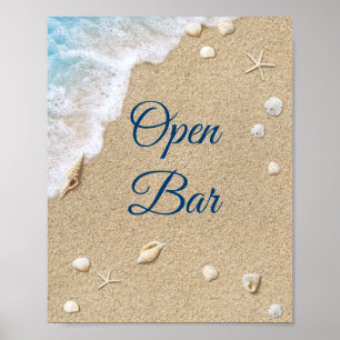 Blue Beach Waves Open Bar Poster