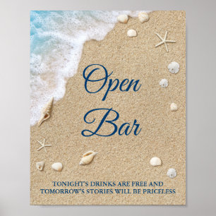 Blue Beach Waves Open Bar Poster 2