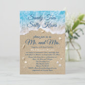 Blue Beach Waves Post Wedding Reception Card Einladung (Stehend Vorderseite)
