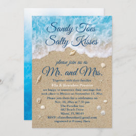 Blue Beach Waves Post Wedding Reception Card Einladung
