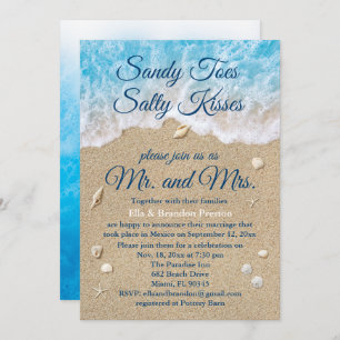 Blue Beach Waves Post Wedding Reception Card Einladung