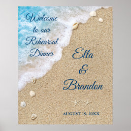 Blue Beach Waves Probe Abendessen Poster