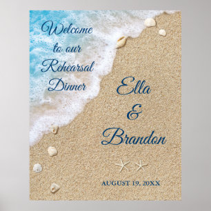 Blue Beach Waves Probe Abendessen Poster