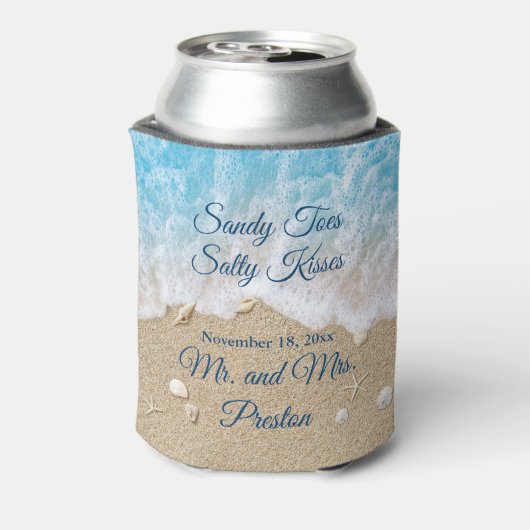 Blue Beach Waves Sandy Toes Cooler Dosenkühler (Kanne Rückseite)