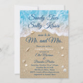 Blue Beach Waves Sandy Toes Couple Dusche Einladung (Vorderseite)