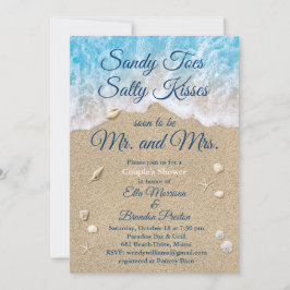 Blue Beach Waves Sandy Toes Couple Dusche Einladung