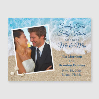 Blue Beach Waves Sandy Toes Salty Kisses Foto Magnetkarte
