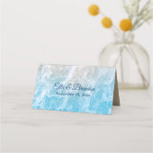Blue Beach Waves Sandy Toes Salty Kisses geklappt Platzkarte (Rückseite)