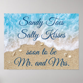 Blue Beach Waves Sandy Toes Salty Kisses Poster
