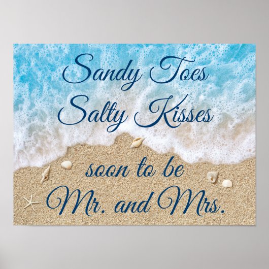 Blue Beach Waves Sandy Toes Salty Kisses Poster (Vorne)