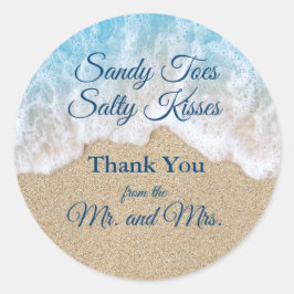 Blue Beach Waves Sandy Toes Salty Kisses Vielen Da Runder Aufkleber