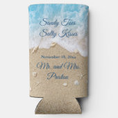 Blue Beach Waves Sandy Toes Seltzer Cooler Selters Dosenkühler (Rückseite)