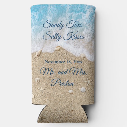 Blue Beach Waves Sandy Toes Seltzer Cooler Selters Dosenkühler (Rückseite)