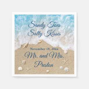 Blue Beach Waves Sandy Toes Serviette