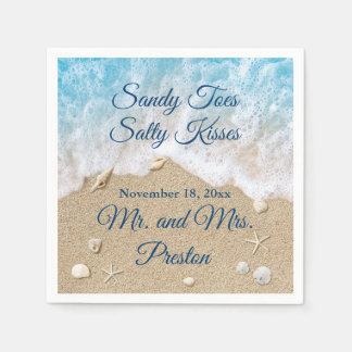 Blue Beach Waves Sandy Toes Serviette
