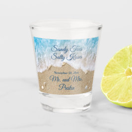 Blue Beach Waves Sandy Toes Shot Glass Schnapsglas
