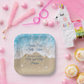 Blue Beach Waves Sandy Toes Square Papierplatte Pappteller (Party)