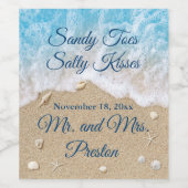 Blue Beach Waves Sandy Toes Weinetikett (Einzelnes Label)