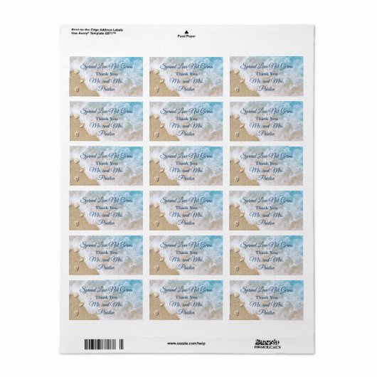 Blue Beach Waves Spread Liebe Hand Sanitizer Adressaufkleber (Vorne)