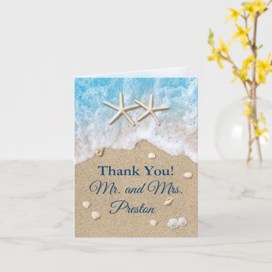 Blue Beach Waves & Starfish Danke Ihrer Karte (Gelbe Blume)