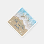 Blue Beach Waves & Starfish Serviette (Ecke)